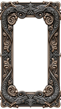 Luxury Fantasy Card Game Template with Intricate Ornate Border and White Background.