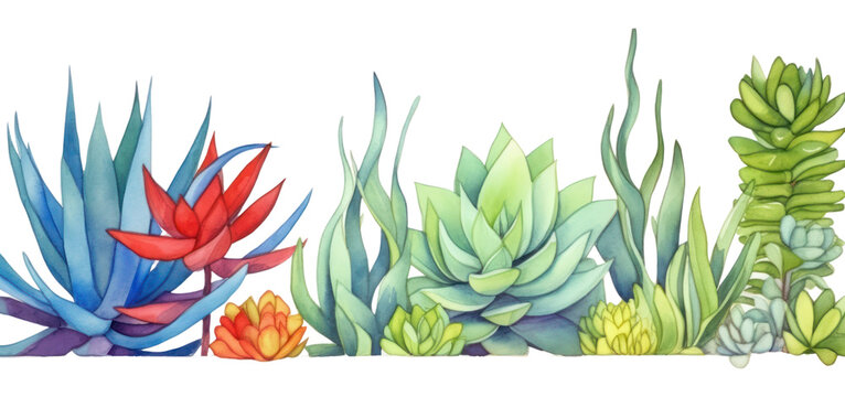 PNG Succulent watercolor border pattern plant