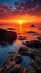 Fototapeta premium Sea sunlight sunset landscape outdoors.