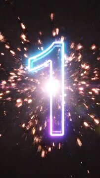 Neon Light 5 Seconds Countdown on Black Background, Futuristic Timer Animation, 4K Seamless Loop