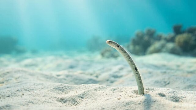 garden eel underwater close up in great barrier reef australia morning light video
