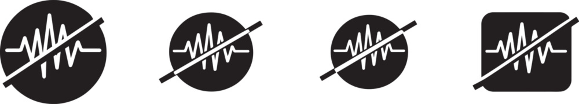 ANC noise reduction icon set with active noise cancelling symbols for audio devices and modern UI design.