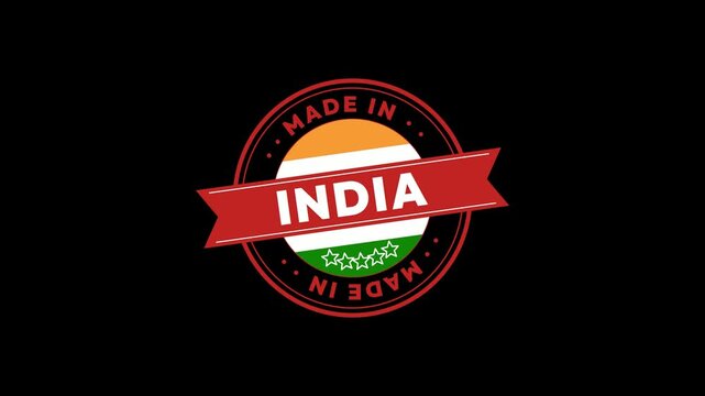 Made in India Circular Badge with National Flag Colors. 4K Video