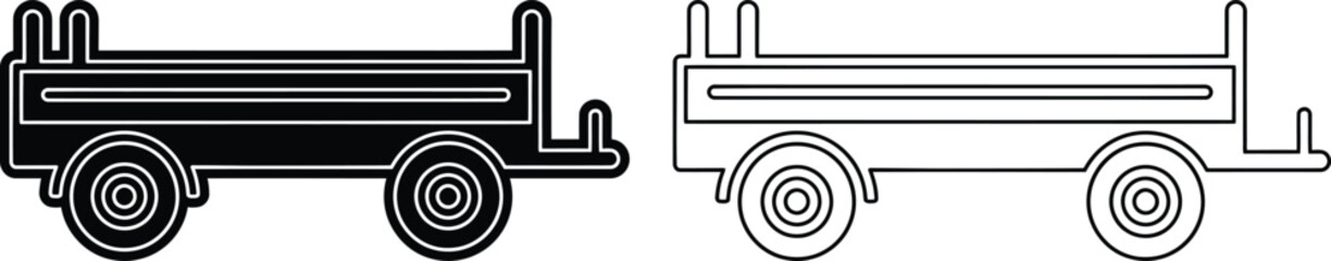 Industrial flatbed railway wagon vector illustration with transport industrial silhouette carriage railroad shipping © msmdesign