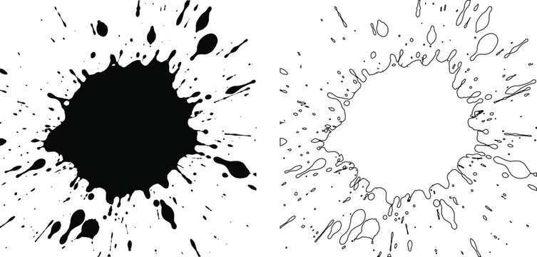 Abstract ink splatter design elements vector set with splatter abstract artistic isolated creative silhouette