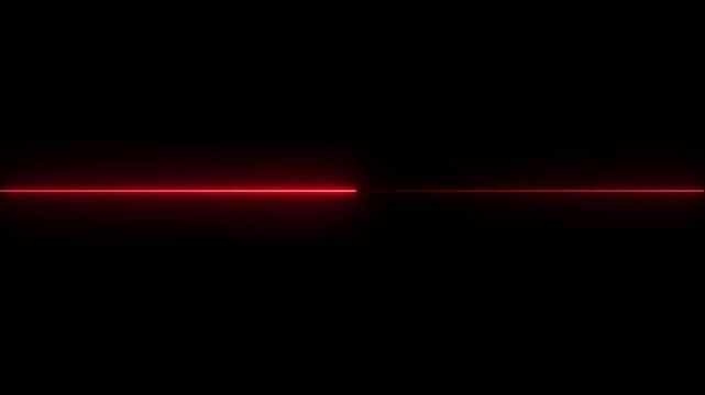 Red neon laser line scanning motion background, glowing horizontal light beam effect