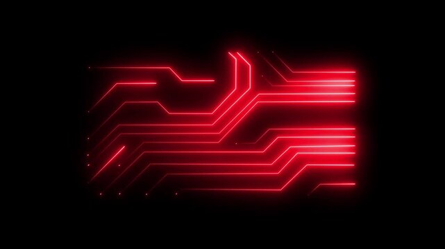 Red neon circuit board digital background, futuristic data flow animation, cyberpunk tech interface