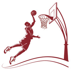 Basketball player scoring slam dunk silhouette graphic © Jahid