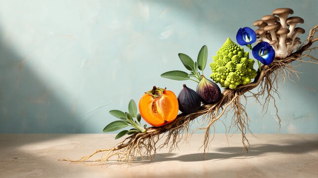 Connected Natural Ingredients Form Regenerative Food Network for Web Design