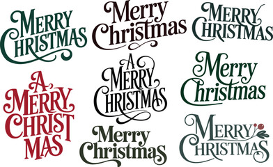 Fototapeta premium Merry Christmas Typography Bundle Decorative Holiday Lettering Collection