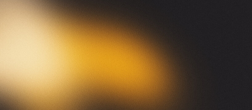 Grainy gradient background with gold yellow light leak blur and dark noise texture backdrop