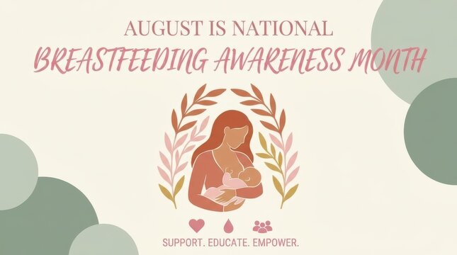 Mother breastfeeding baby illustration for awareness month
