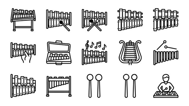 Xylophone Collection Outline Icon Set