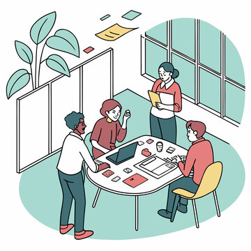 Business team collaborative meeting in modern office space