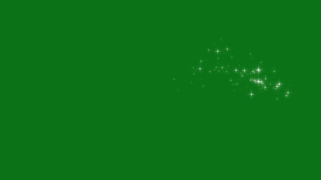 4k luxury glitter sparkling star trail animation with glowing twinkle particles, magic dust and pixie dust path, shining starlight path and elegant transition effect on green screen overlay 4k