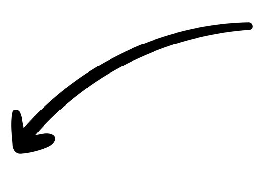 PNG Curved black arrow pointing left, transparent background