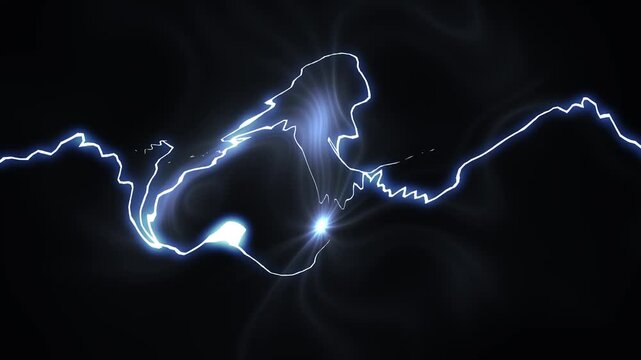 Flash FX thunder explosion animation, electric lightning strike, blue plasma energy burst, hand drawn cartoon sparks, anime storm overlay, glowing thunder arcs, black background VFX effect, 4k
