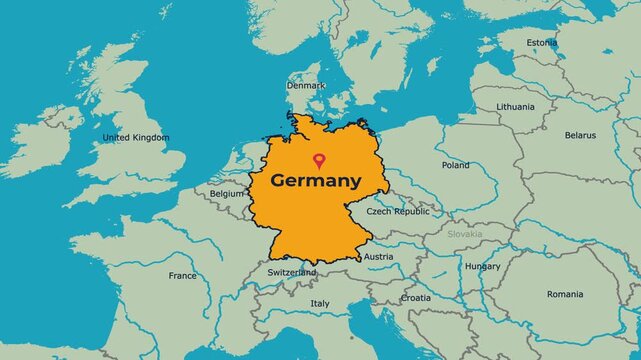 Germany Map Animation Locator Zoom 4K Motion Graphic
