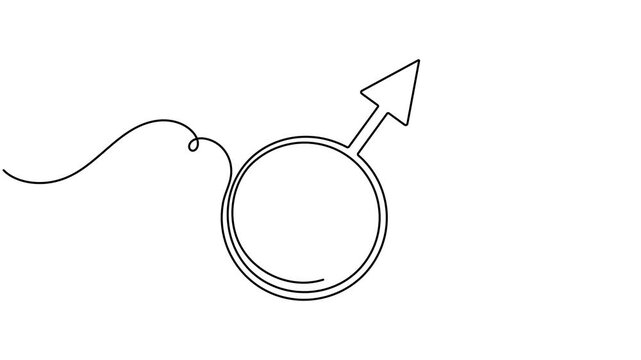 Continuous one line drawing of Mars planet icon animation minimalist monoline design space explanations and futuristic technology presentations motion graphic moving on white background
