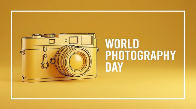 Vintage camera illustration for world photography day
