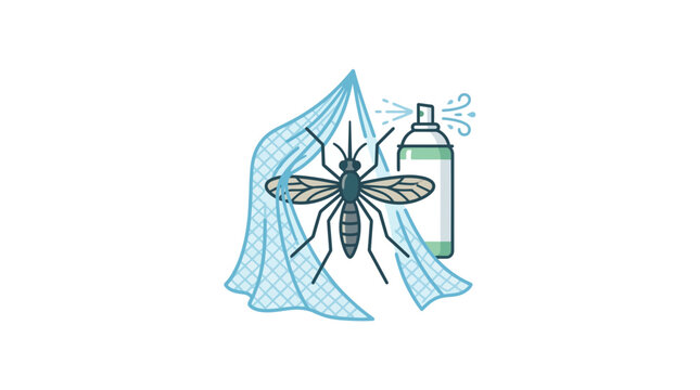 Mosquito pest control with spray and net icon