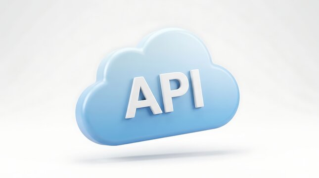 3D Cloud API Concept with White Background