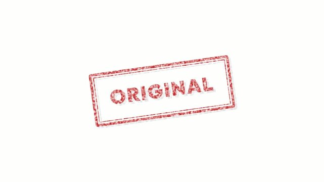 Original red rubber stamp animation on white background. 4K Video