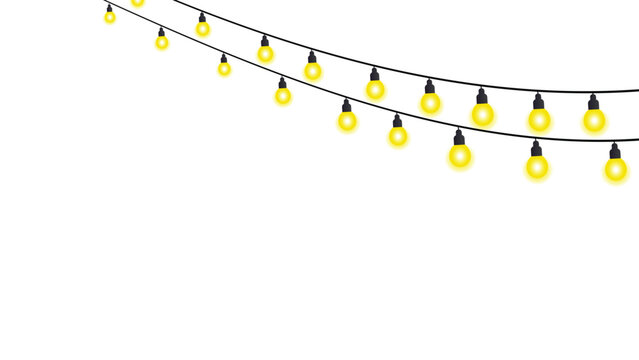Festive Hanging Light Bulbs, Decorative Christmas String Lights Vector Illustration