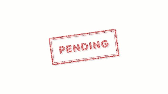 Distressed red pending stamp animation on white background. 4K Video