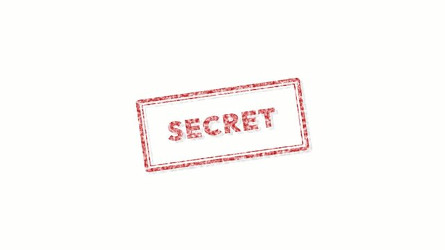 Red secret rubber stamp animation on white background. 4K Video