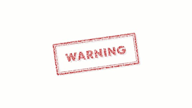 Red warning rubber stamp animation on white background. 4K Video