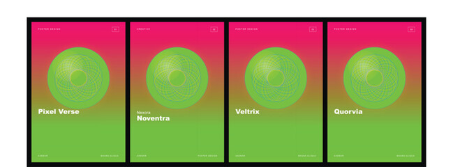 Minimalist poster design for web design agency, promoting creativity and innovation with vibrant colors and abstract concentric circles. © Md