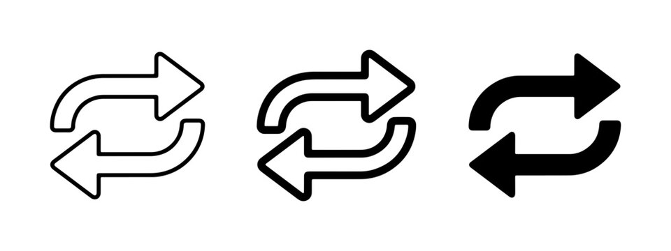 Refresh Arrows Icon Set, Circular Arrows Symbol, Reload Loop Graphic, Repeat Sign, Undo Redo Vector