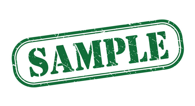 Green stamped SAMPLE label illustration for mockup design and graphic use.
