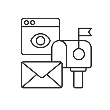 Cross media Marketing linear icon. Companies surpassing traditional advertisement techniques. Thin line customizable illustration. Contour symbol. Vector isolated outline drawing. Editable stroke