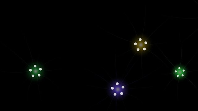 Glowing dots connected by faint lines create a seamless looping network against a dark background.