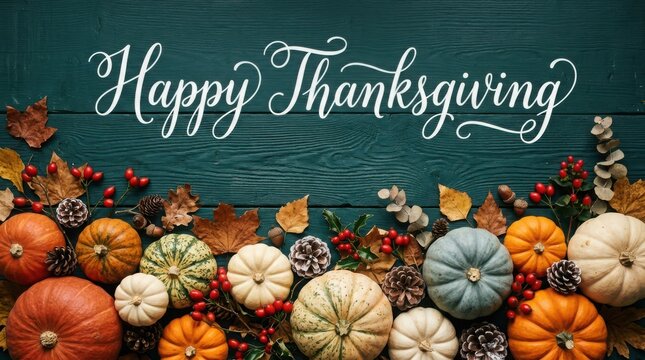 Festive thanks giving day arrangement pumpkins pinecones and autumn foliage for holiday decor