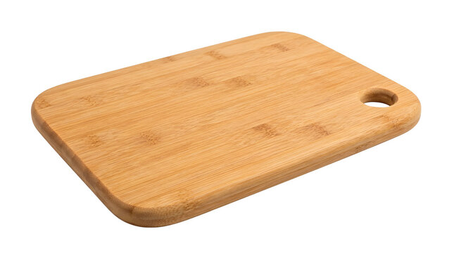 Natural Bamboo Cutting Board with Hanging Hole for Kitchen Use PNG Isolated on transparent background