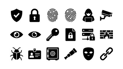 Fototapeta premium Cybersecurity Icon Set Flat Vector Illustration