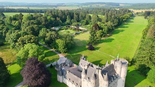 Famous 16th-century Scottish architecture at Castle Fraser, Garden ، Estate in Aberdeenshire, Scotland, United Kingdom