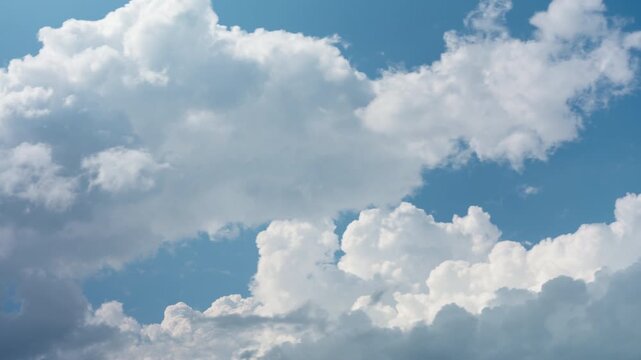White cumulus clouds form in the blue sky. This convective activity indicates thermal updrafts for gliding and soaring. Perfect meteorology background for aviation and weather forecasting.