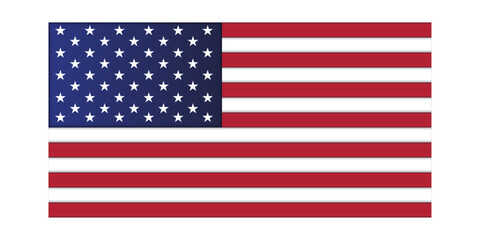 Fototapeta premium United States of America flag with red and white stripes white stars on blue field in accurate proportions realistic 3d American national symbol isolated on transparent PNG background
