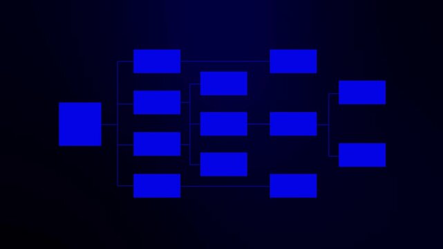 Abstract glowing workflow diagram overlay. Business process mapping and data structure visualization. Digital flowchart interface. Motion graphics of Smart team planning