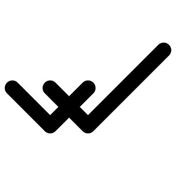 Double Check Mark Vector Icon. Minimalist Bold Outline Icon for Message Seen, Chat Read Receipt, Task Completed, Approved Option, and Success Assets.