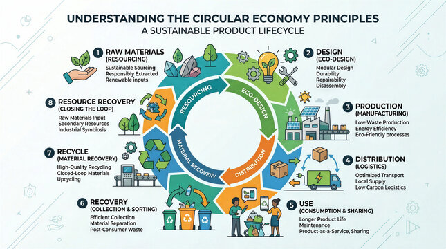 Circular Economy Principles Infographic Diagram