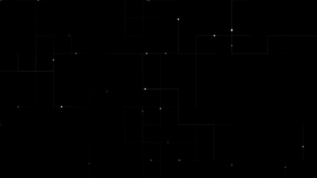A minimalist abstract network of white lines and dots forms a seamless pattern on a black background.