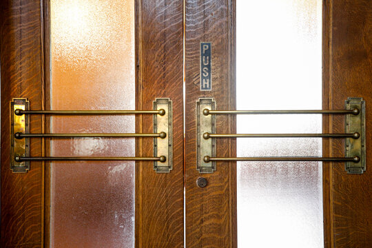 Vintage Push Door Handles Close Up