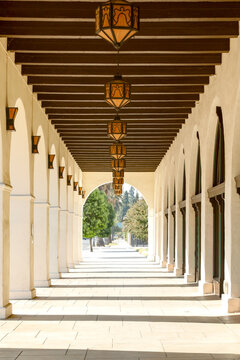 Arched Corridor with Hanging Lanterns