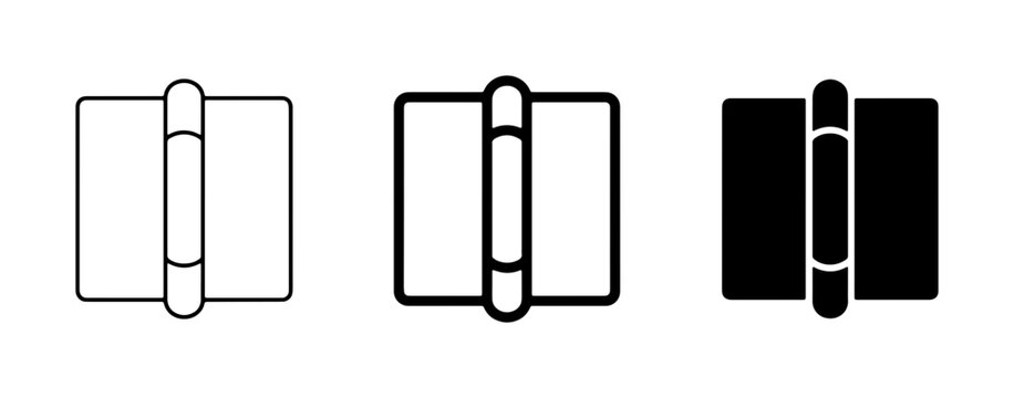 Door Hinges Vector Icons Set, Black and White Simple Graphics for Architecture and Design