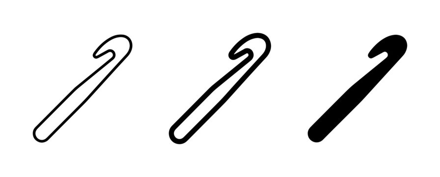 Crochet Hook Icons, Knitting Needle Symbols, Crafting Tool Vector Graphics, Handmade Hobby Elements